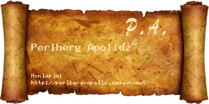 Perlberg Apolló névjegykártya